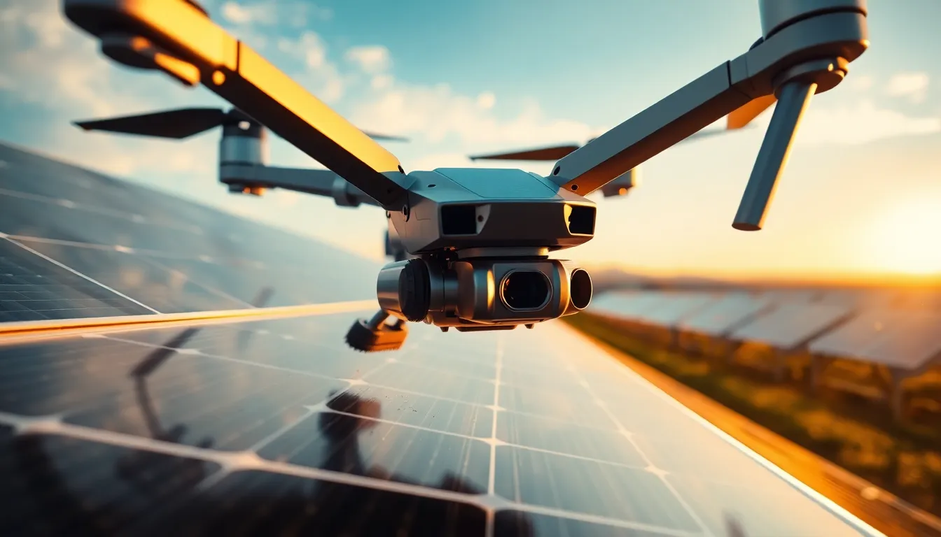 Drones para la limpieza de placas solares